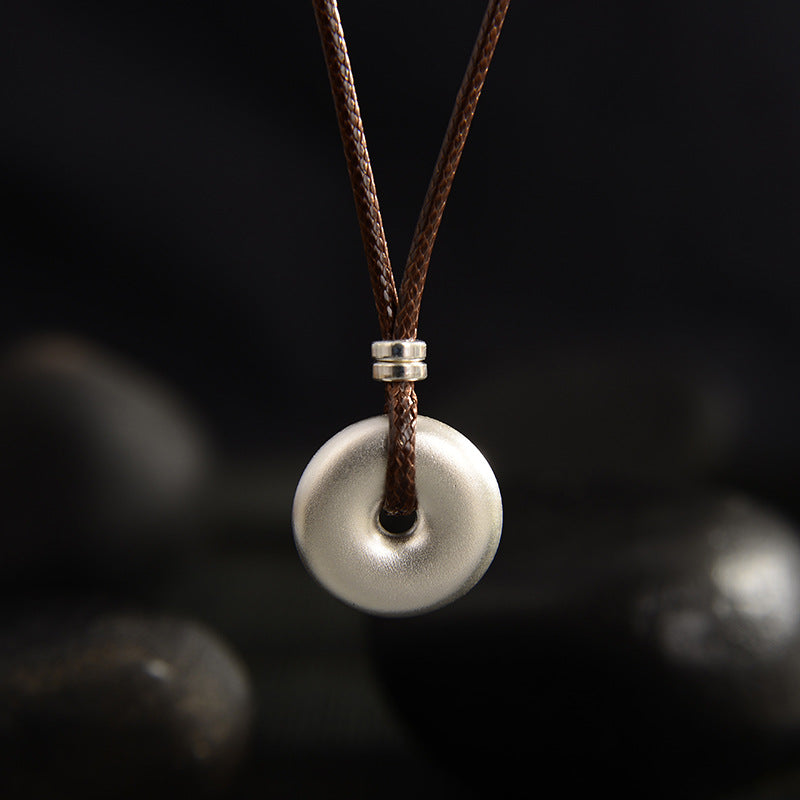 KarmaRipple's 999 Sterling Silver Round Peace Buckle Protection Pendant Necklace p1