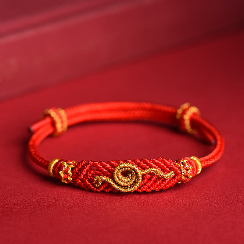 KarmaRipple's Handmade Red String Eight Thread Peace Weave Year Of The Snake Protection Fortune Woven Bracelet p1