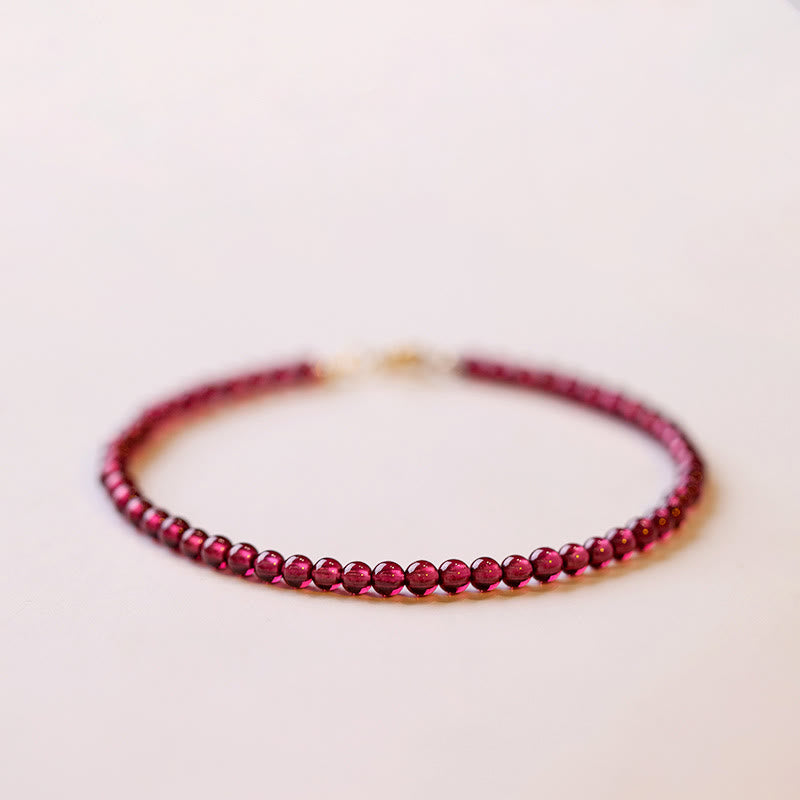 KarmaRipple's 3mm Authentic Small Garnet Ultra-Thin Beadwork Protection Bracelet p1
