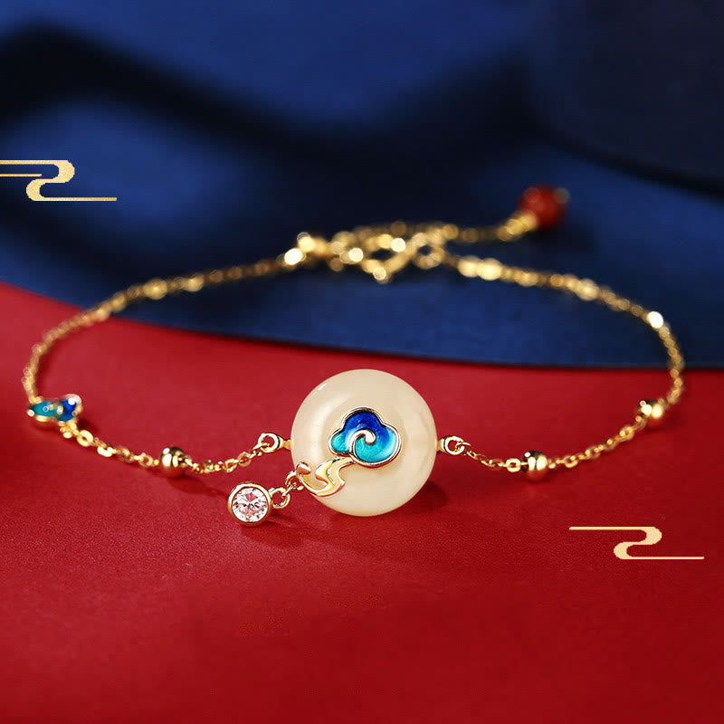 KarmaRipple's 925 Sterling Silver Authentic Hetian Jade Auspicious Clouds Abundance Bracelet p1