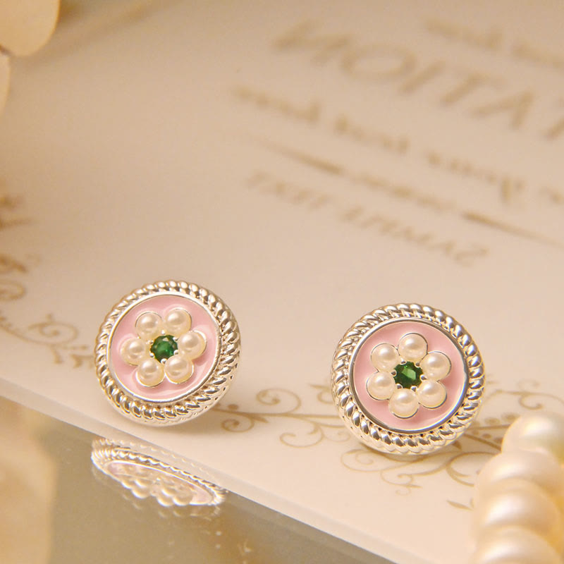 KarmaRipple's Enamel Flower Fortune Earrings p1