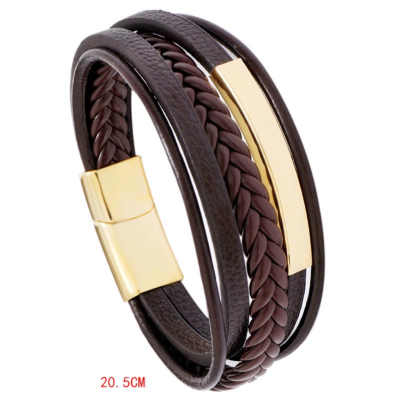 KarmaRipple's Simple Design Titanium Steel Leather Fortune Bracelet p1
