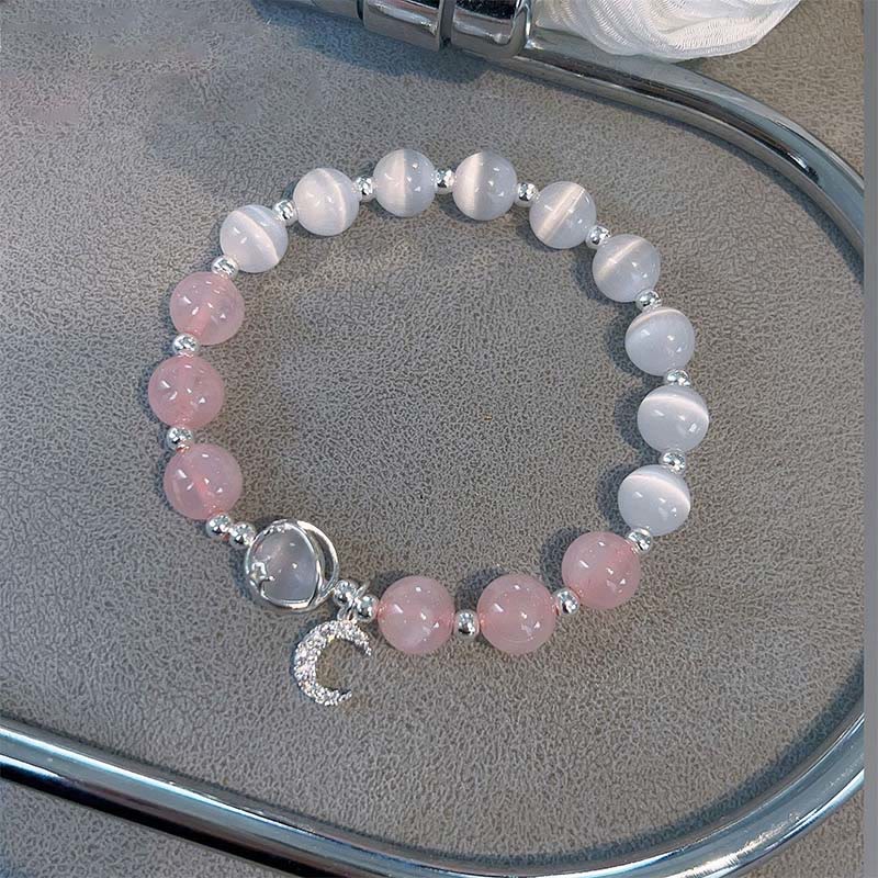 KarmaRipple's Authentic Cat's Eye Pink Gemstone Moon Love Talisman Bracelet p1