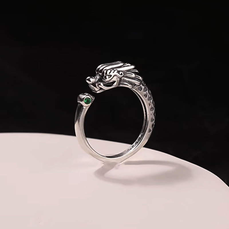 KarmaRipple's Vintage Dragon Design Success Strength Adjustable Ring p1