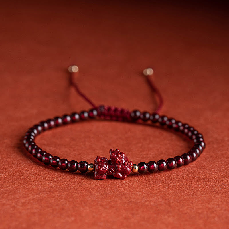 KarmaRipple's Garnet Cinnabar PiXiu Blessing Calm String Bracelet p1