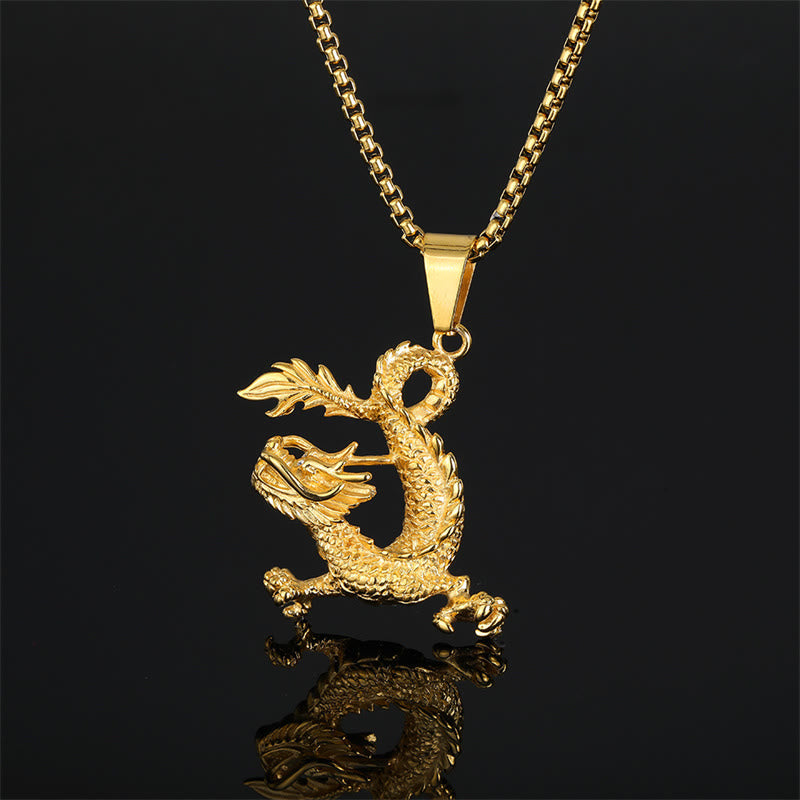 KarmaRipple's Dancing Dragon Pattern Fortune Pendant Necklace p1