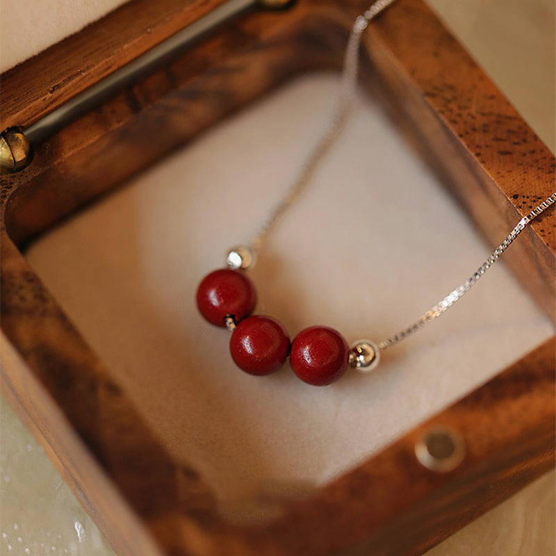 KarmaRipple's 925 Sterling Silver Cinnabar Bead Calm Blessing Pendant Necklace p1