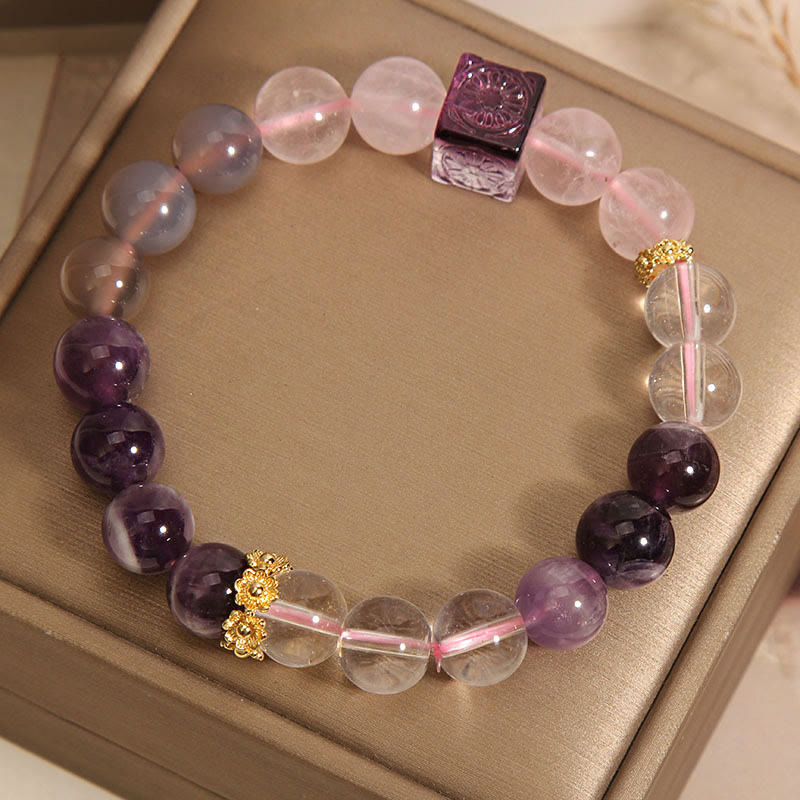 KarmaRipple's Authentic Amethyst Pink Gemstone Inner Peace And Balancing Bracelet p1