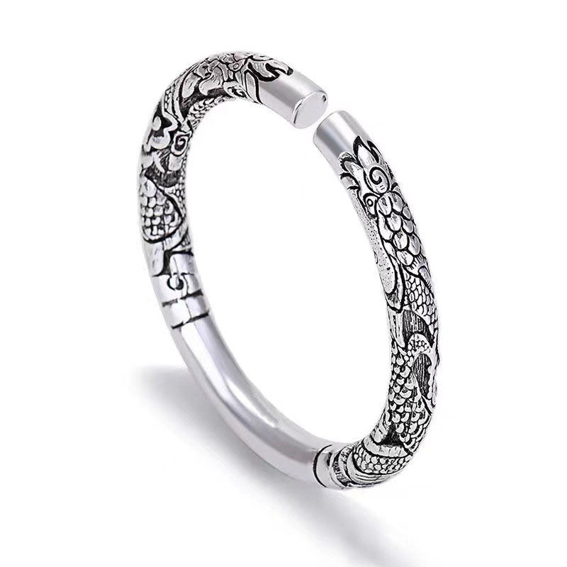 KarmaRipple's Dragon Auspicious Clouds Fortune Protection Bracelet Adjustable Bangle p1