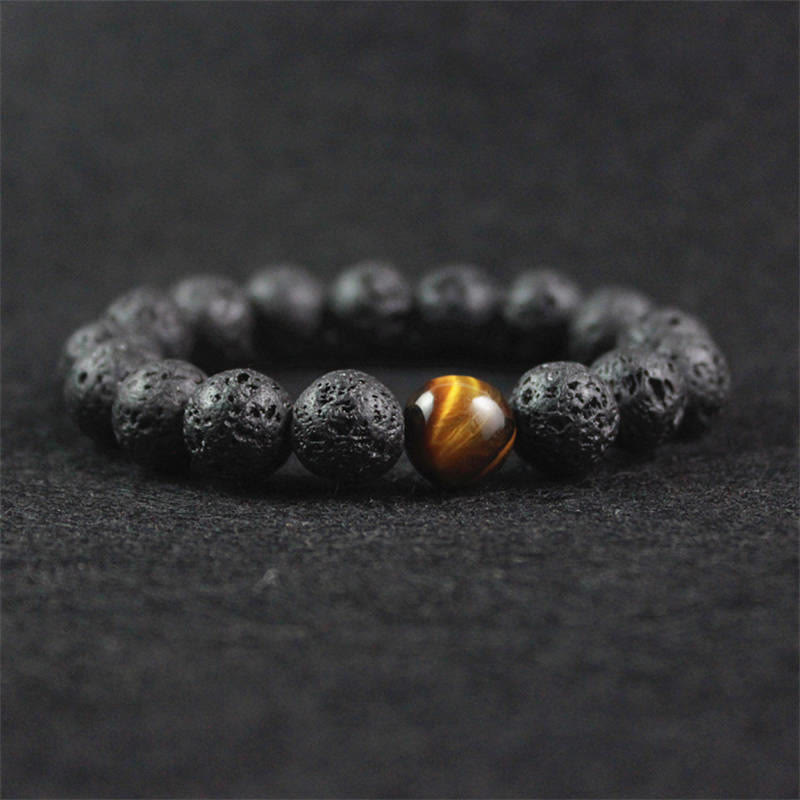 KarmaRipple's Lava Rock Tiger Eye Stone Peace Balancing Bracelet p1