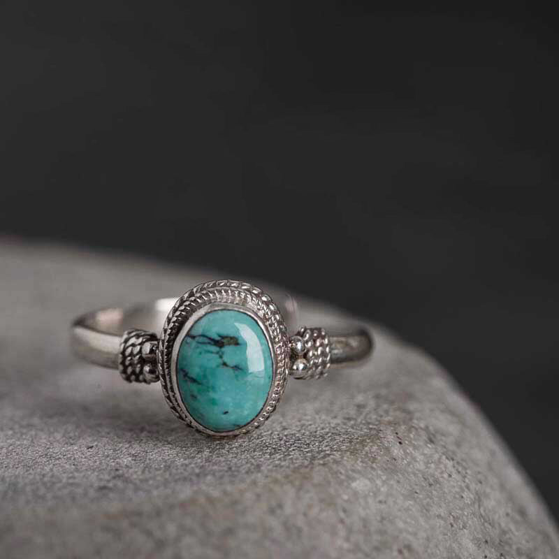 KarmaRipple's 925 Sterling Silver Turquoise Wisdom Love Ring p1