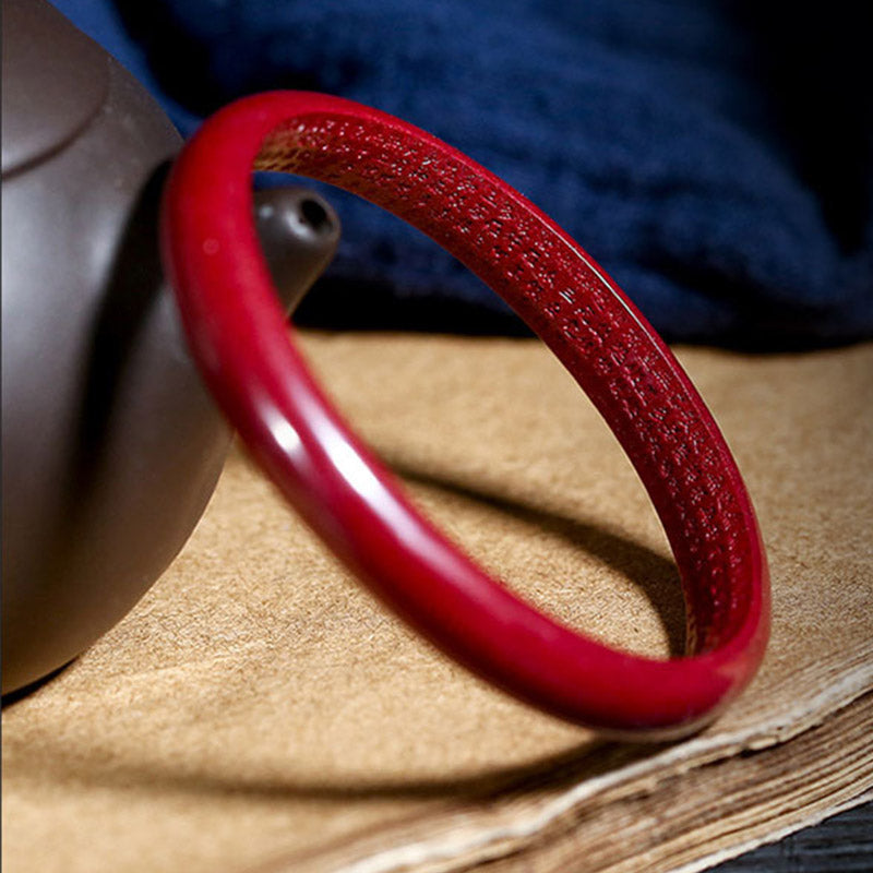 KarmaRipple's Cinnabar Heart Sutra Engraving Blessing Bangle Bracelet p1