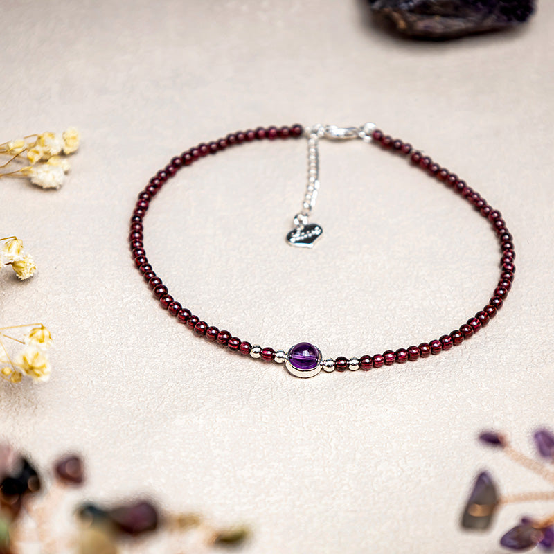 KarmaRipple's Garnet Amethyst Purification Calm Anklet p1