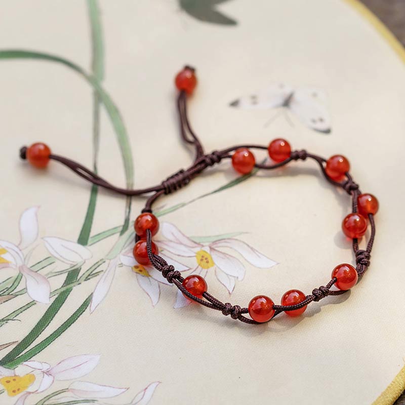 KarmaRipple's Red Agate Moss Agate Cinnabar Calm Bracelet p1
