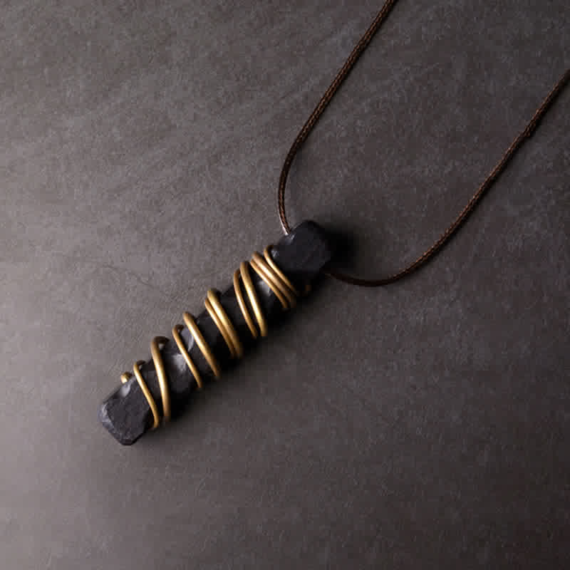 KarmaRipple's Tibet Ebony Wood Bronze Balance Peace Pendant Necklace p1