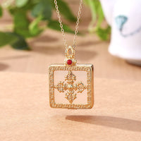 KarmaRipple's 24K Gold Plated Ivory Jade Double Dorje Protection Fortune Pendant Necklace
