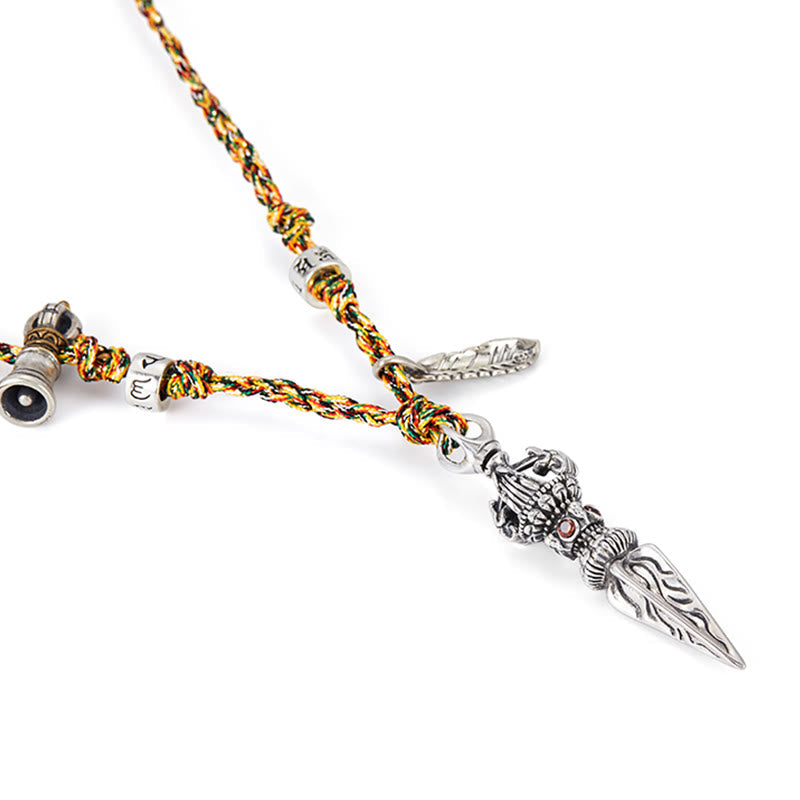 KarmaRipple's Tibetan Handmade 925 Sterling Silver Dorje Vajra Om Mani Padme Hum Feather Strength Pendant Necklace p10