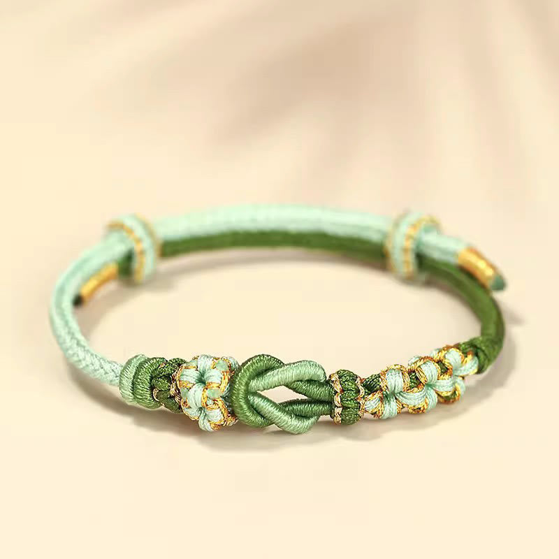 KarmaRipple's Handmade Peach Blossom Weave Eight Thread Peace Weave Fortune Protection Bracelet p2