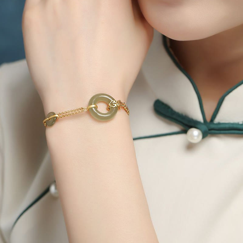 KarmaRipple's Round Jade Peace Buckle Gourd Fu Character Auspicious Prosperity Chain Bracelet p8