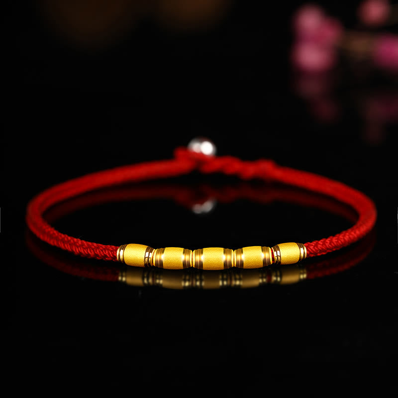 KarmaRipple's 999 Gold Fortunate Bead Eight Thread Peace Weave Red Rope Bracelet p41