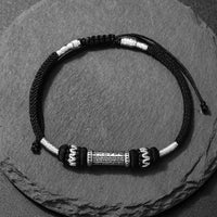 KarmaRipple's 925 Sterling Silver Om Mani Padme Hum Wisdom Woven Rope Bracelet