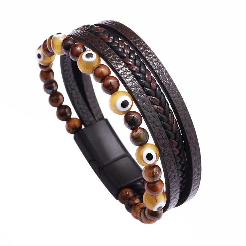 KarmaRipple's Evil Eye Tiger Eye Protection Beaded Multilayered Woven Bracelet p8
