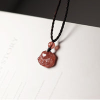 KarmaRipple's Strawberry Quartz Lovely Cat Paw Claw Balancing Pendant Necklace