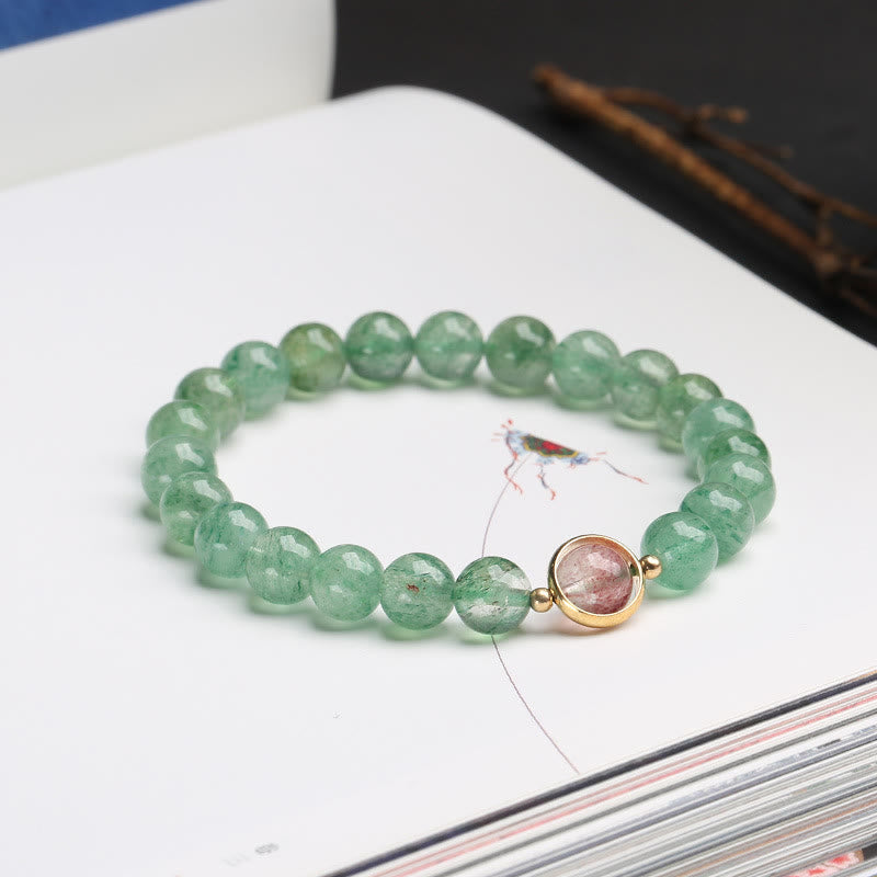 KarmaRipple's Authentic Green Strawberry Quartz Soothing Beaded Bracelet p1