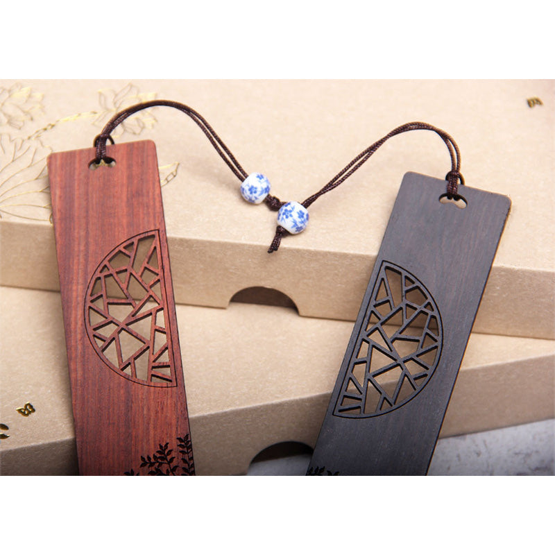 KarmaRipple's The Tree of Life Ebony Wood Small Leaf Red Sandalwood Bookmarks With Gift Box p12