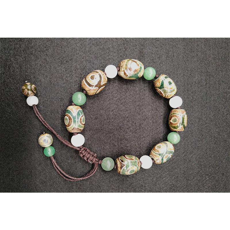 KarmaRipple's Tibetan Three-eyed Dzi Bead Fortune Protection Woven Bracelet p7
