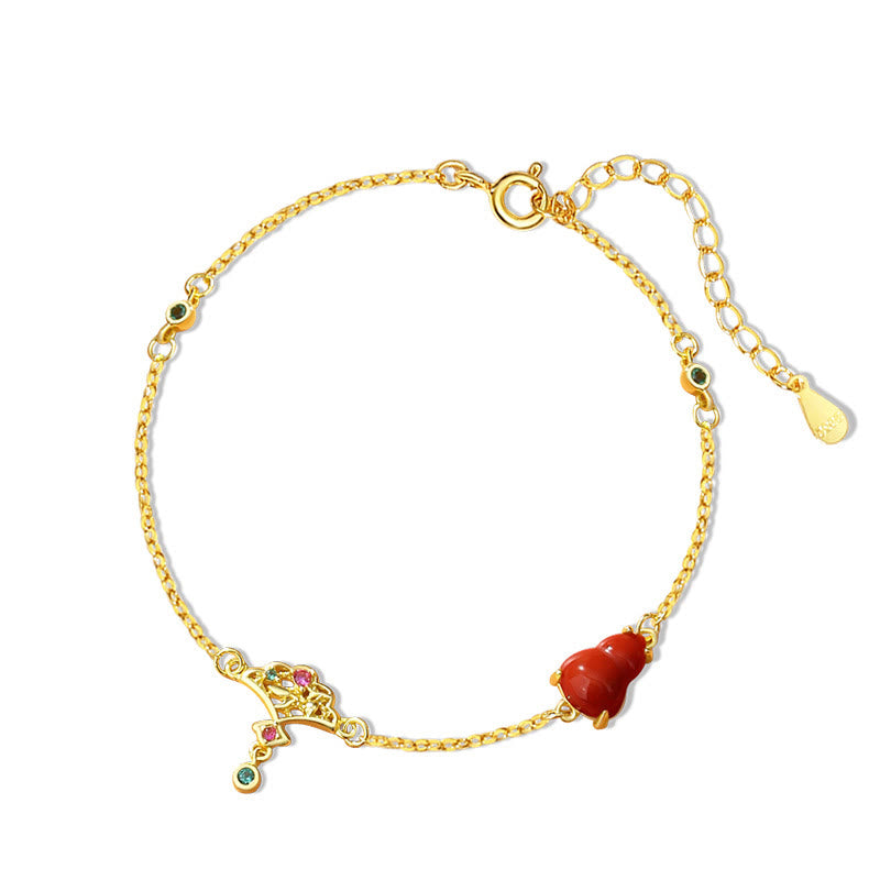 KarmaRipple's 925 Sterling Silver Red Agate Gourd Auspicious Clouds Confidence Bracelet Pendant Necklace Earrings Set p16