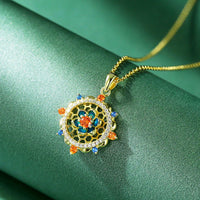KarmaRipple's 925 Sterling Silver Lotus Flower Colorful Zircon New Beginning Pendant Necklace