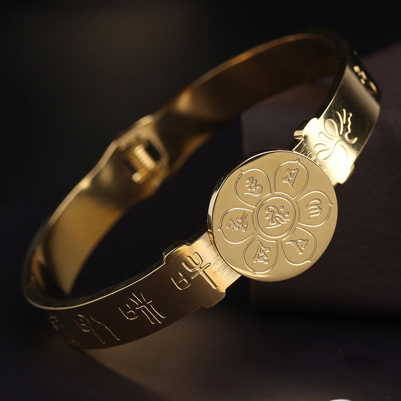 KarmaRipple's Yin Yang Lotus Om Mani Padme Hum Mantra Titanium Steel Balance Bracelet Bangle p31