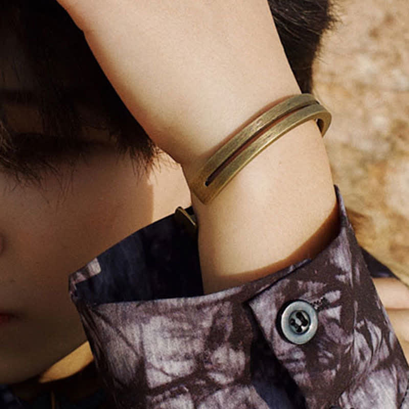 KarmaRipple's Rustic Bronze Fortune Viking Cuff Bracelet p4