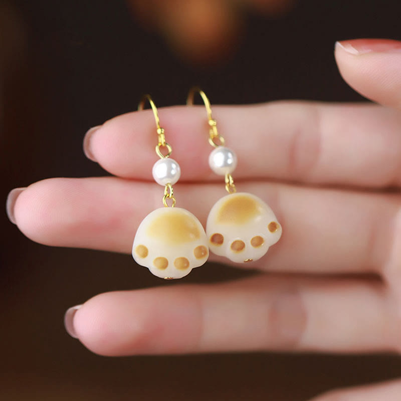 KarmaRipple's Bodhi Seed Lovely Cat Paw Claw Peace Dangle Drop Earrings p4