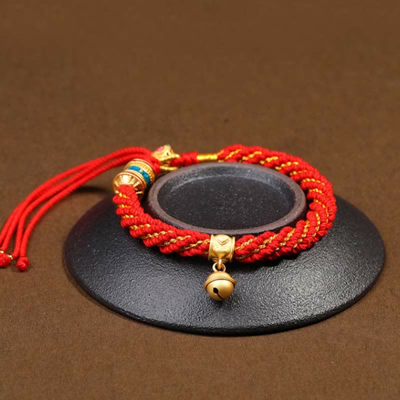 KarmaRipple's Tibetan Handmade Fortune Protection Thangka Prayer Wheel Bell Talisman Braid String Bracelet p13