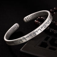 KarmaRipple's 999 Sterling Silver Six True Words Heart Sutra Protection Bracelet Bangle