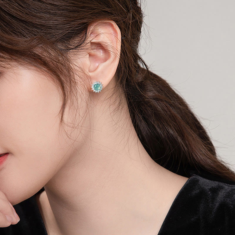 KarmaRipple's 925 Sterling Silver Round Jade Fortune Abundance Stud Earrings p5