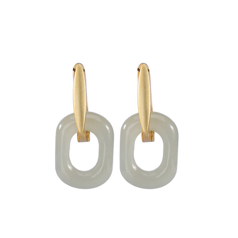 KarmaRipple's 925 Sterling Silver Round Ivory Jade Happiness Blessing Earrings p10