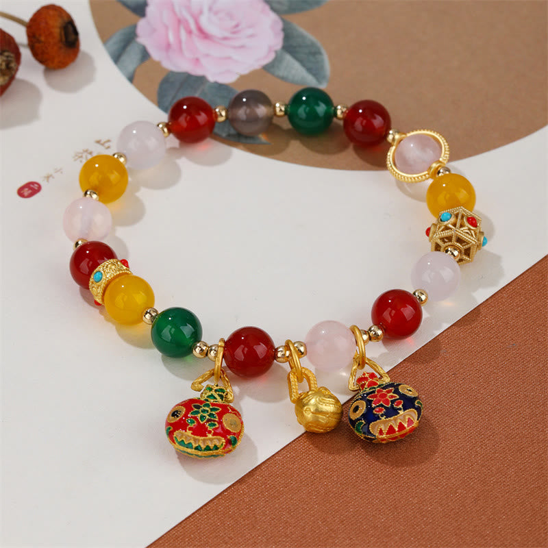 KarmaRipple's Gold Swallowing Beast Family Various Agate Gemstone Success Bracelet p4