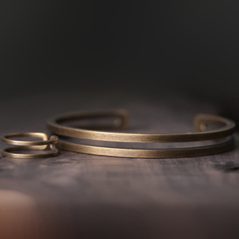 KarmaRipple's Rustic Bronze Fortune Viking Cuff Bracelet p7