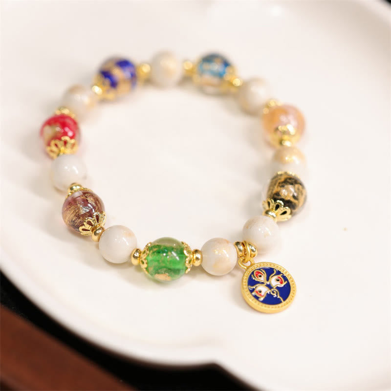 KarmaRipple's Tibetan Five God Of Wealth Fortune Liuli Glass Bead Incense Ash Porcelain Bead Talisman Bracelet p3