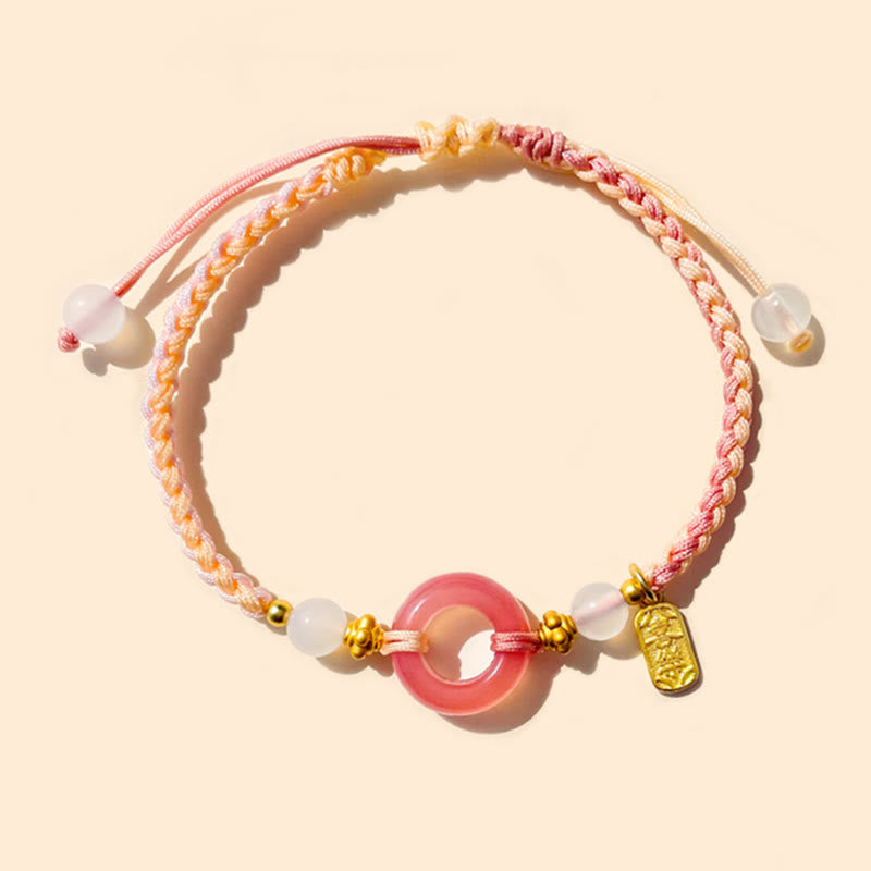 KarmaRipple's Peace And Joy Agate Peace Buckle Auspicious Handmade Woven Bracelet p2
