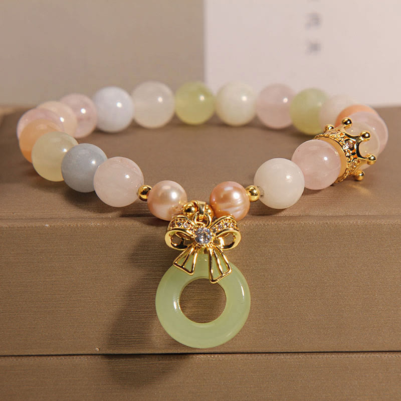 KarmaRipple's Morganite Peace Buckle Jade Confidence Bracelet p8