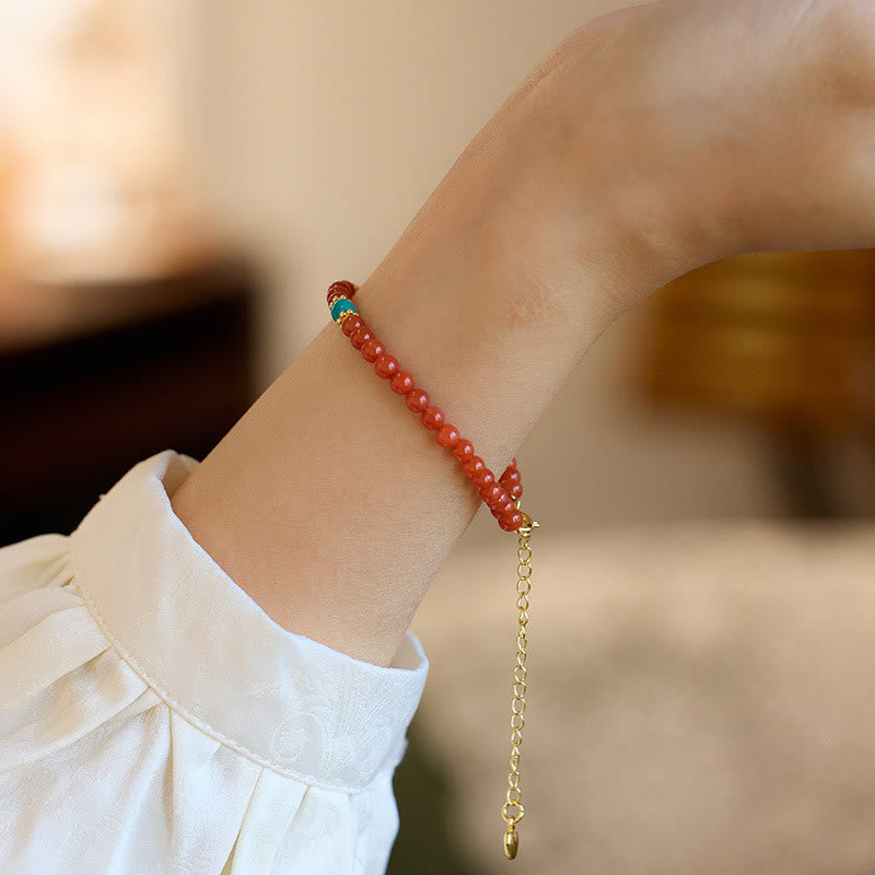 KarmaRipple's 925 Sterling Silver Plated Gold Authentic Red Agate Turquoise Confidence Bracelet Pendant Necklace Ring Set p3