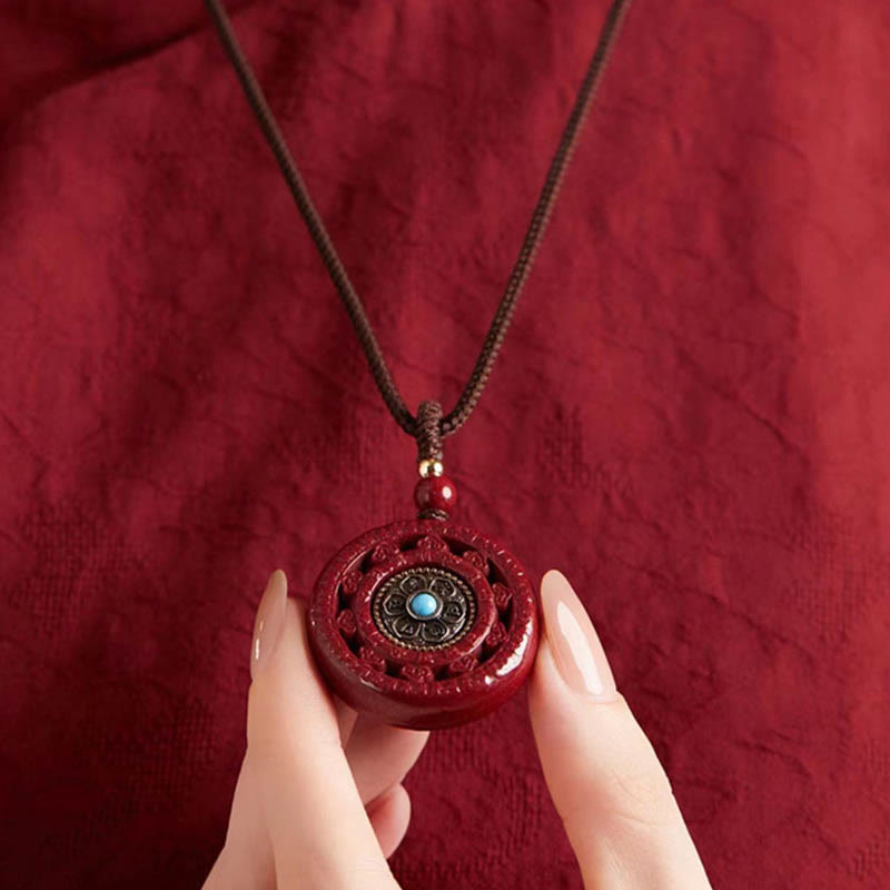 KarmaRipple's Cinnabar Om Mani Padme Hum Blessing Rotatable Pendant Necklace Key Chain p8