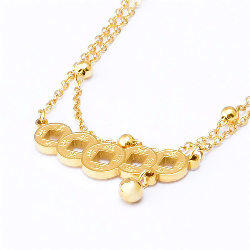 KarmaRipple's Bronze Coins Attract Wealth Titanium Steel Anklet p2