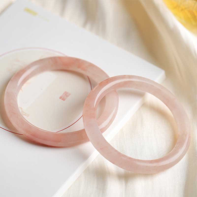 KarmaRipple's Pink Golden Silk Jade Wealth Fortune Bracelet Bangle p20