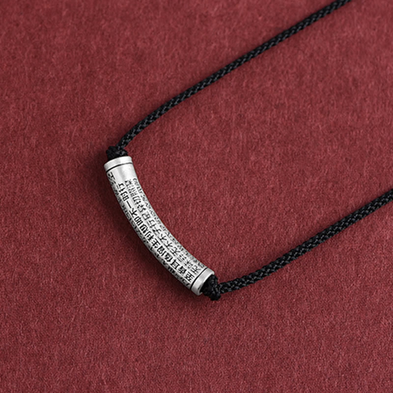 KarmaRipple's 999 Sterling Silver Six True Word Heart Sutra String Pendant Necklace p4