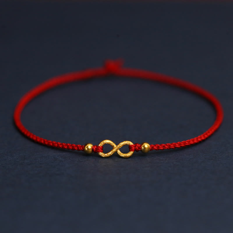 KarmaRipple's 999 Gold Mobius Infinite Love Fu Character Bronze Coin Protection Handmade Ultra-Thin Rope Bracelet p27